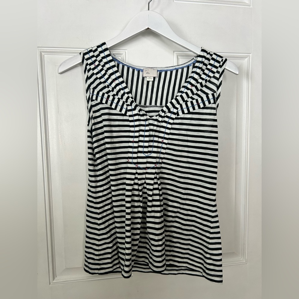 Nautical Striped Black and White Tank Top